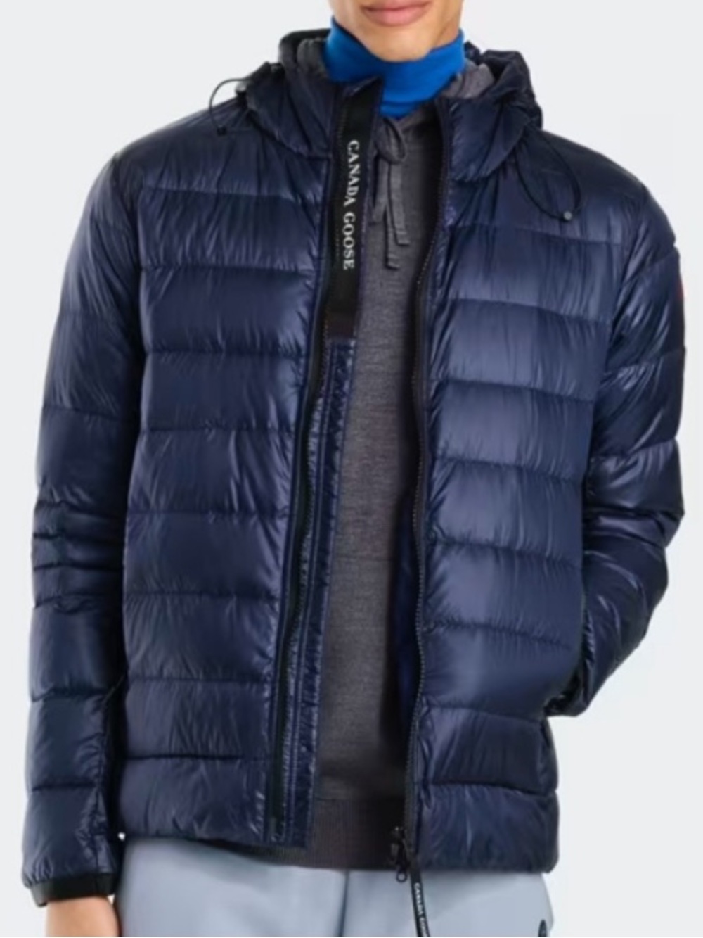 Canada Goose Crofton Hoodie Atlantic Navy Quilted Puffer Jacket